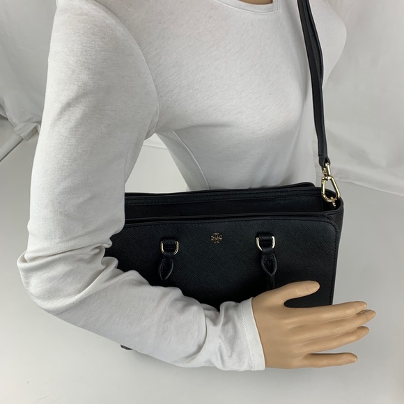 New Tory Burch Robinson Small Black Leather Tote - Picture 3 of 8